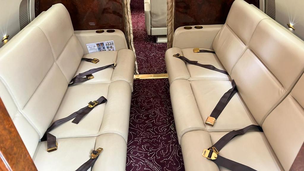 Aisle view of the private jet
